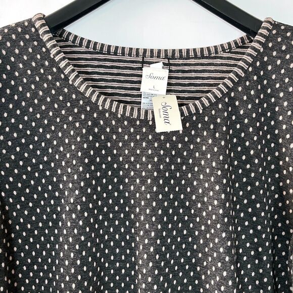 Soma Reversible Double Knit Pajamas Large 2 in 1 Shorts Long Sleeve Pink Gray - Picture 3 of 16